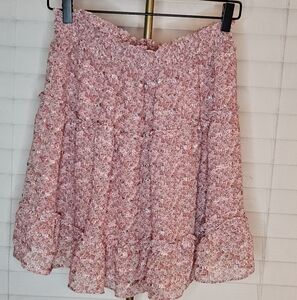 Skies Are Blue Pink Floral Mini Skirt